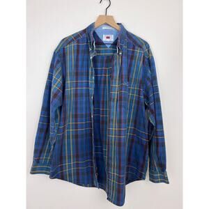 Paco Jeans Vintage Plaid Button Down Shirt Men’s XL Blue Cotton